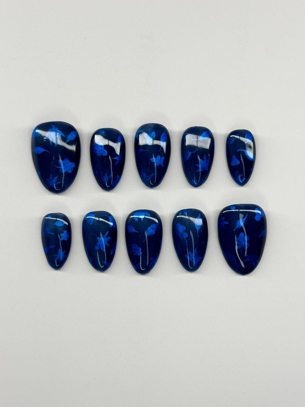 autumn blues press on nails